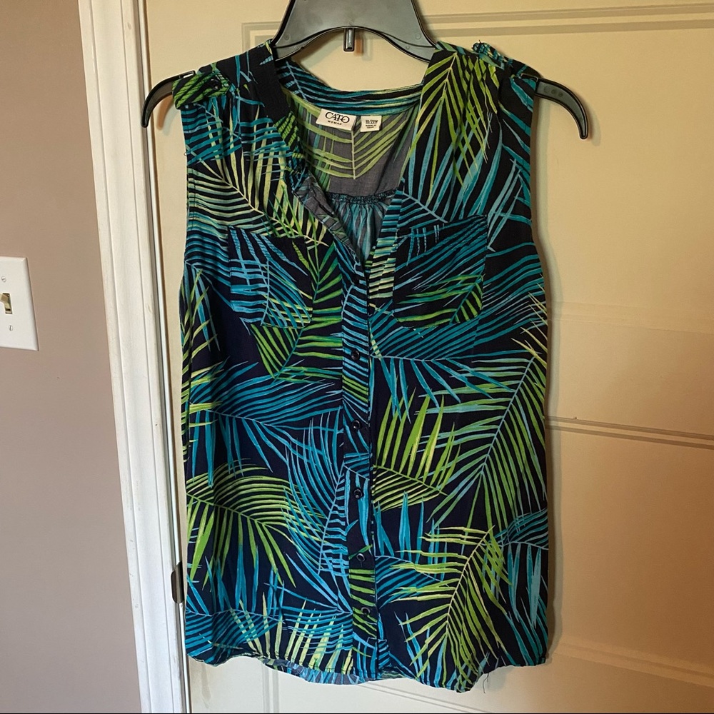 Cato Tropical Button Down Sleeveless Blouse 18/20W